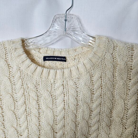 Brandy Melville Women's Winona Cable Knit Wool Sweater one Size - Picture 3 of 8
